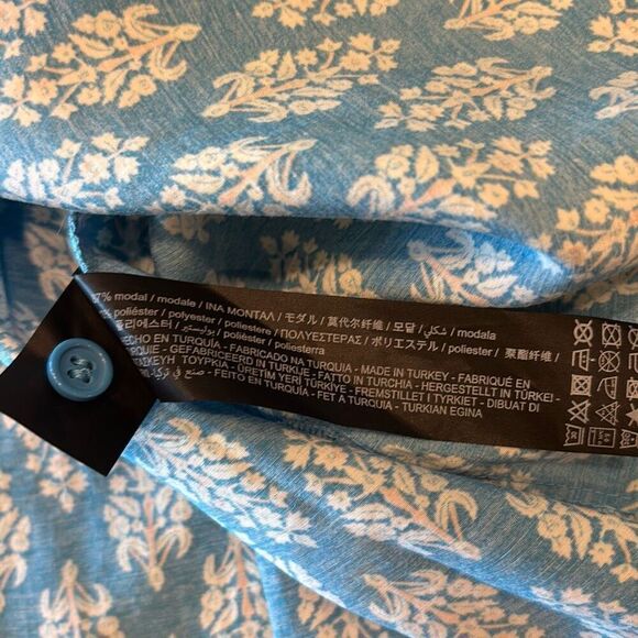 ZARA blue/white print short ruffle hem babydoll dress boho Sz M - Picture 11 of 12
